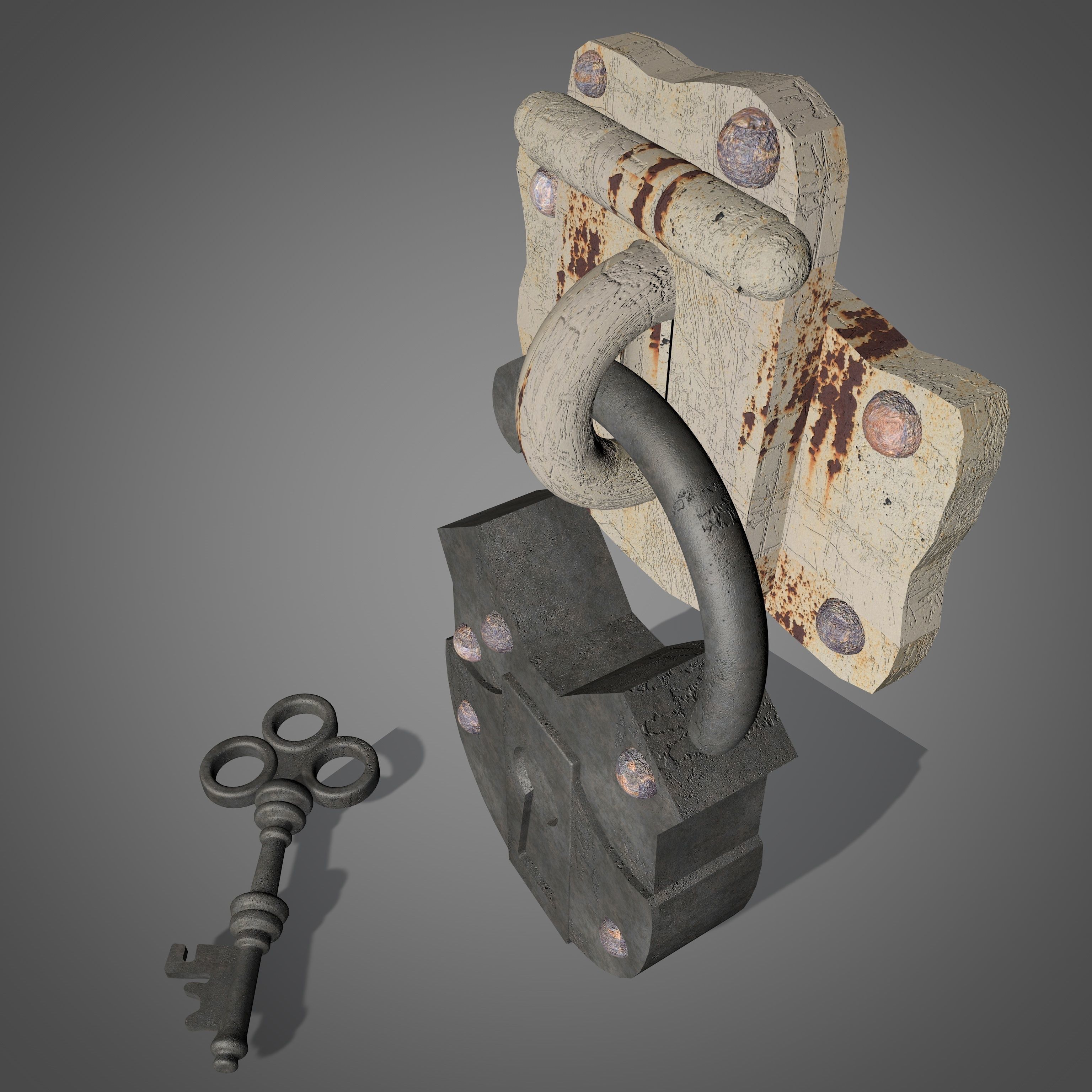Medieval Padlock 3D model_2