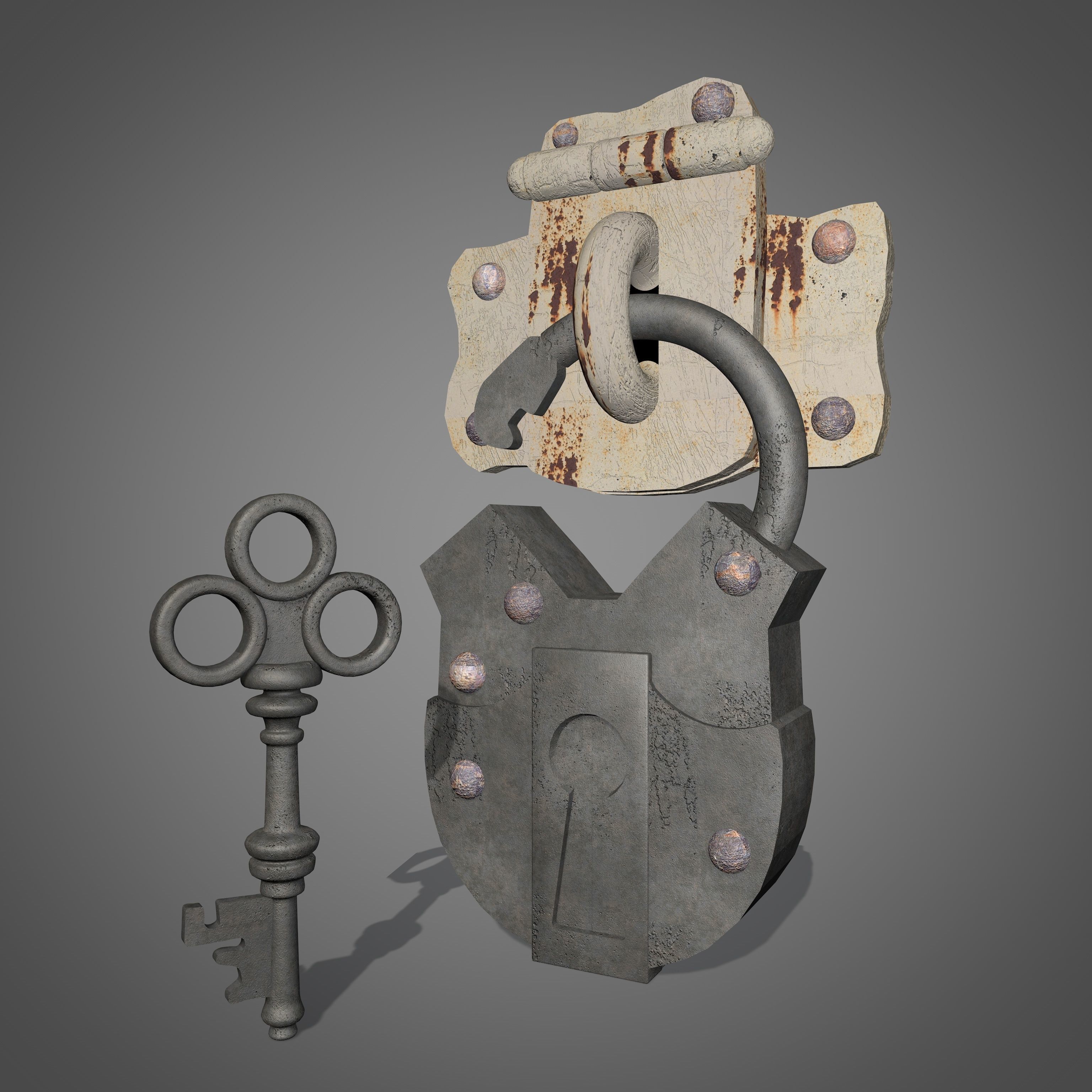 Medieval Padlock 3D model_1