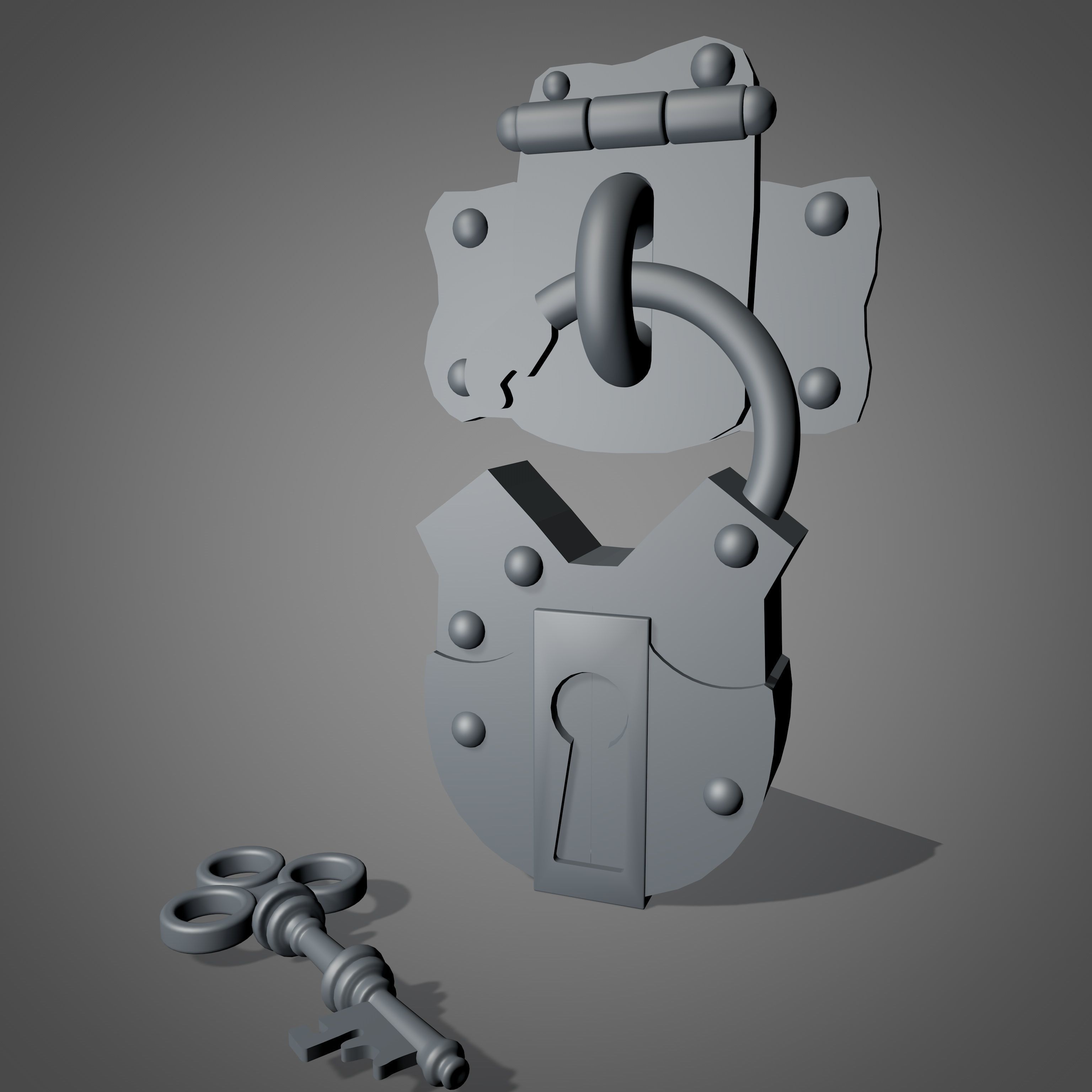 Medieval Padlock 3D model_3