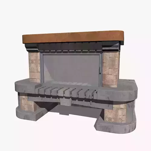 Fireplace outdoor with wooden top 3D model