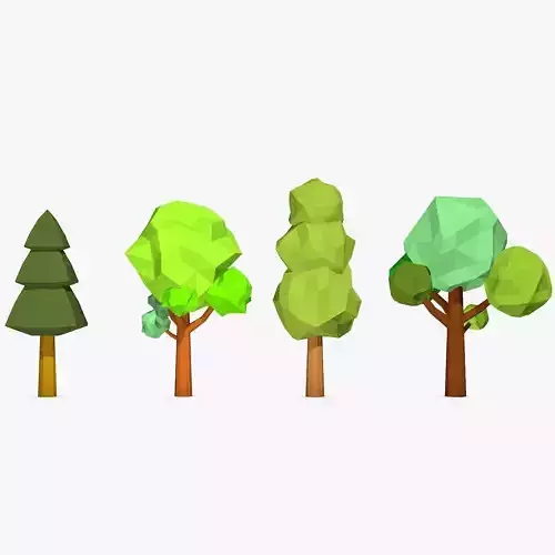 Four Cartoon Trees