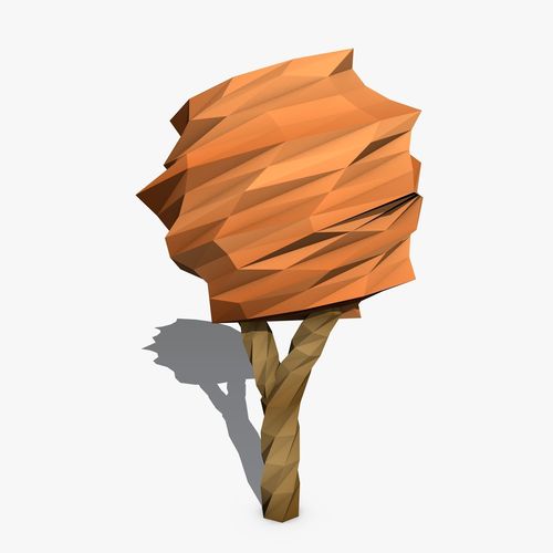 Orange Cartoon Tree Low-poly 3D model