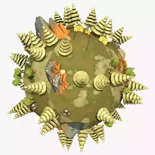 Cartoon Planet  Low-poly 3D model