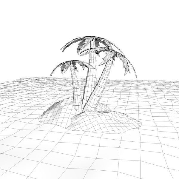Small Island with Palm Trees 3D model_5