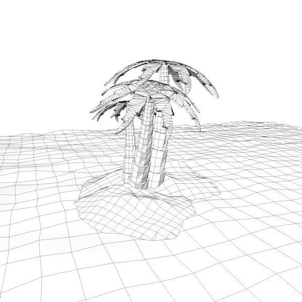 Small Island with Palm Trees 3D model_4