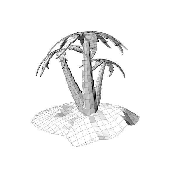 Small Island with Palm Trees 3D model_6
