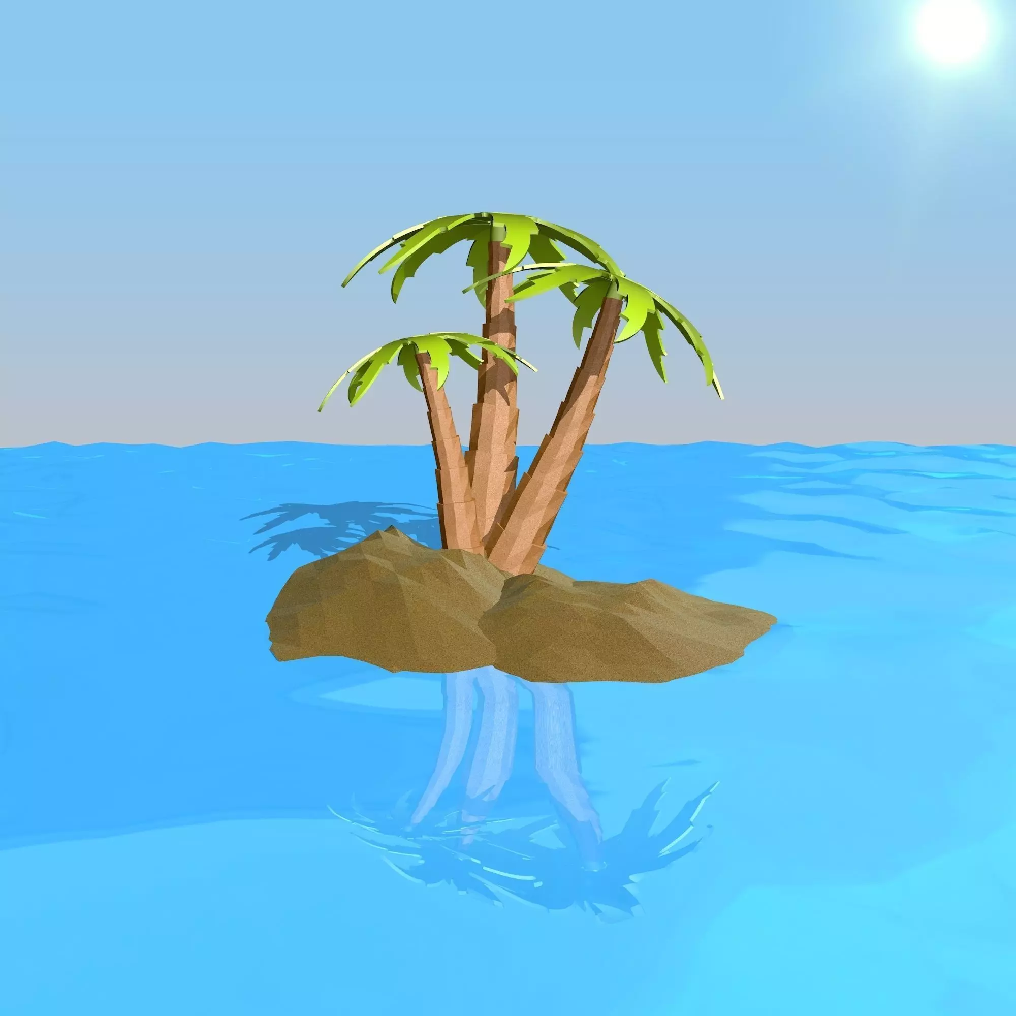Small Island with Palm Trees 3D model_0