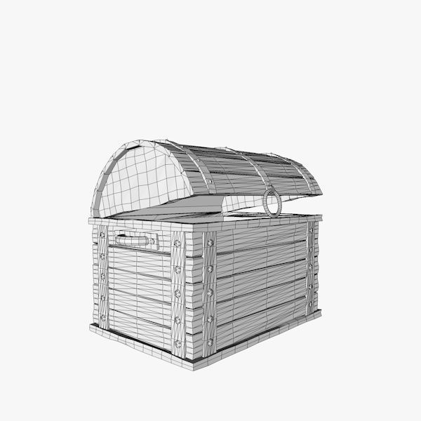 Cartoon Chest in Low Poly Style Low-poly 3D model_7