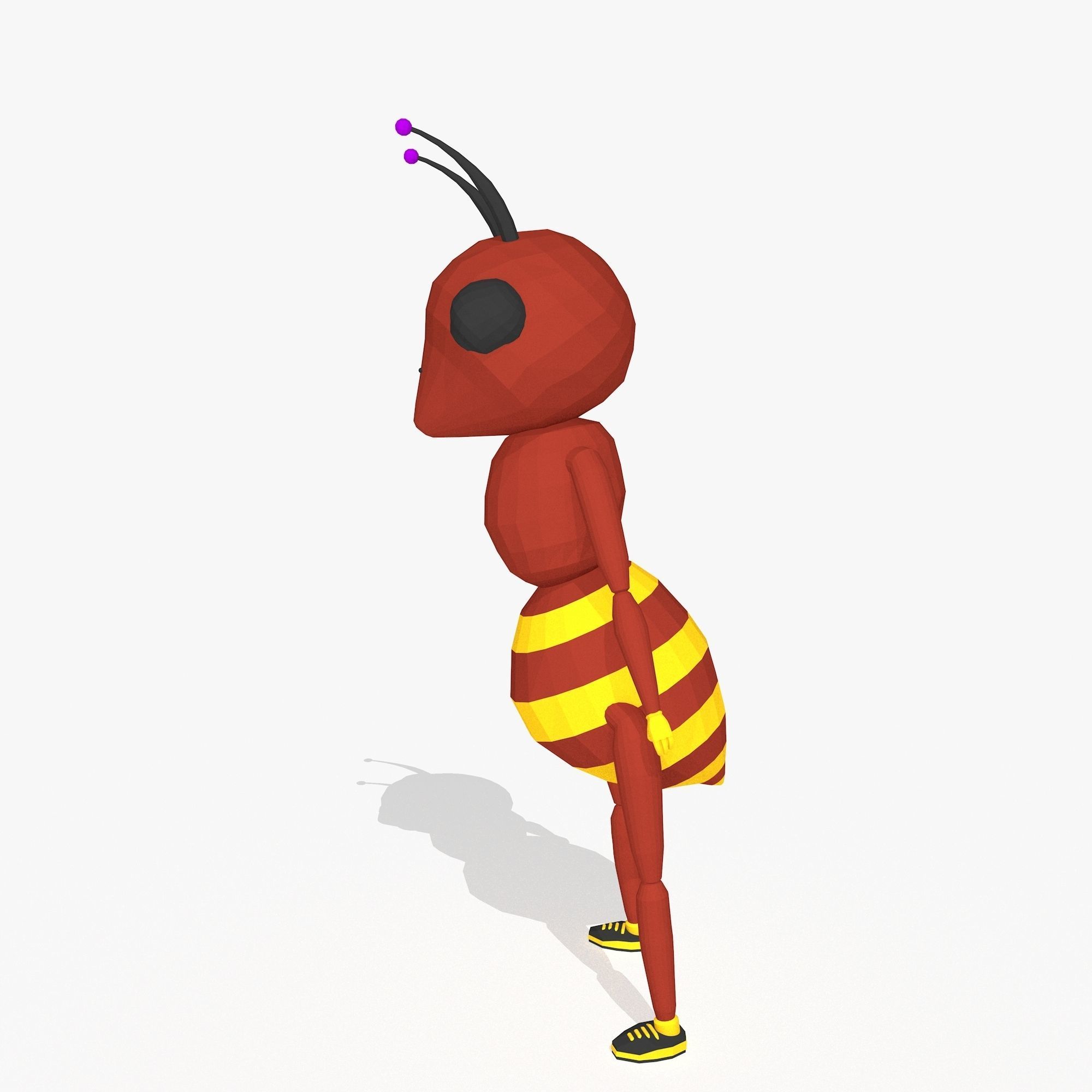 Red Cartoon Ant Low-poly 3D model_3