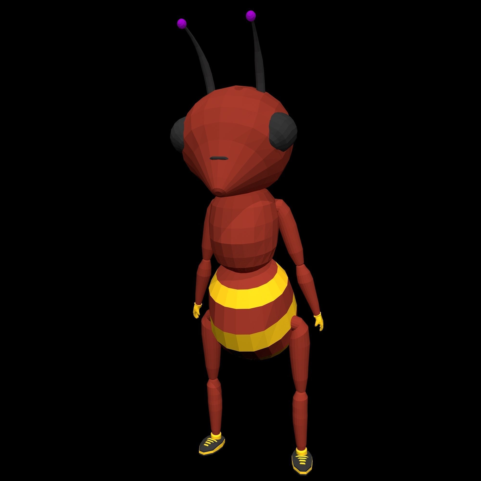 Red Cartoon Ant Low-poly 3D model_5