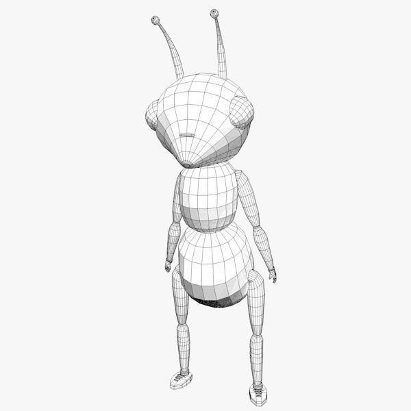 Red Cartoon Ant Low-poly 3D model_6