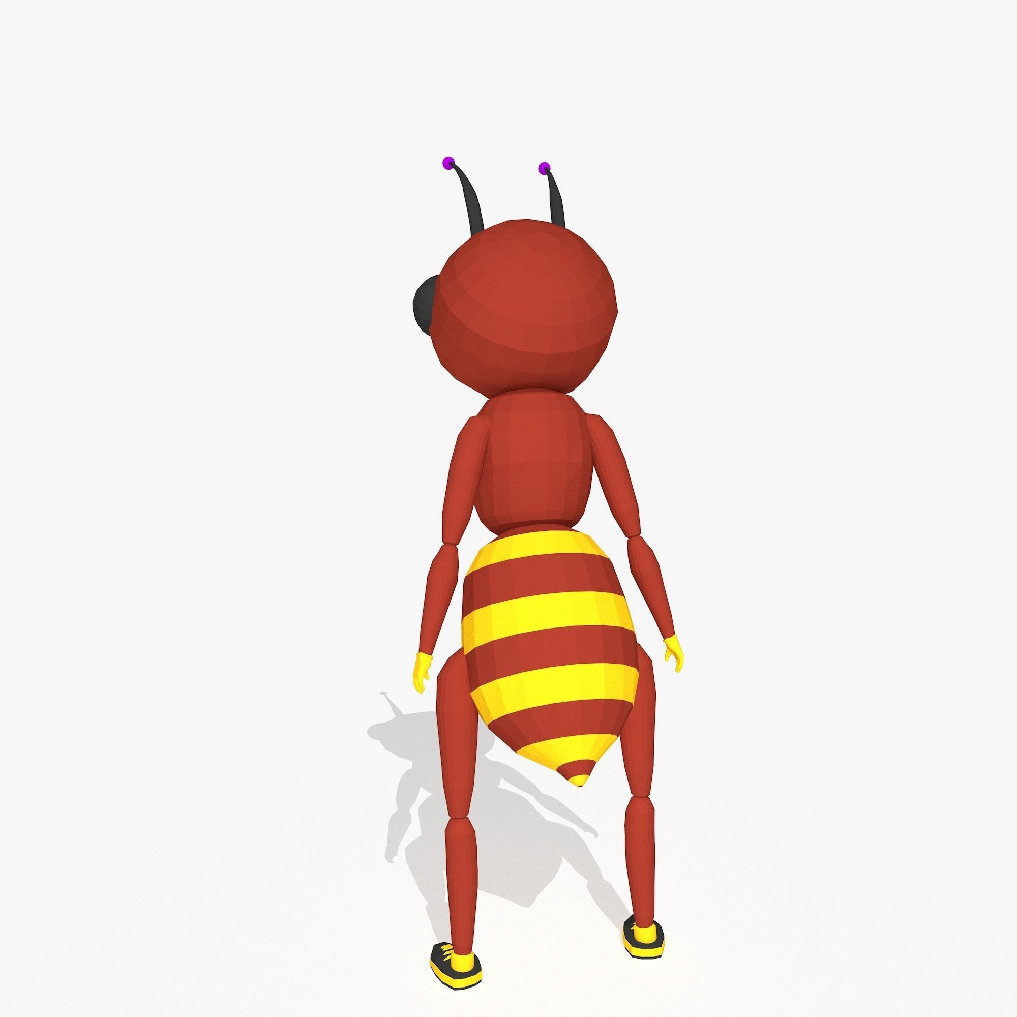 Red Cartoon Ant Low-poly 3D model_4