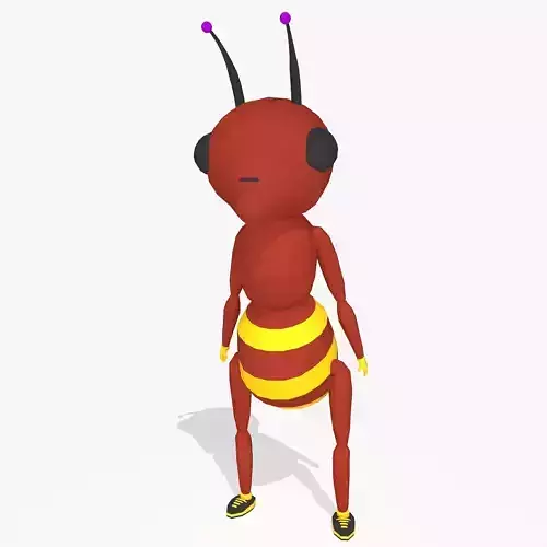 Red Cartoon Ant Low-poly 3D model