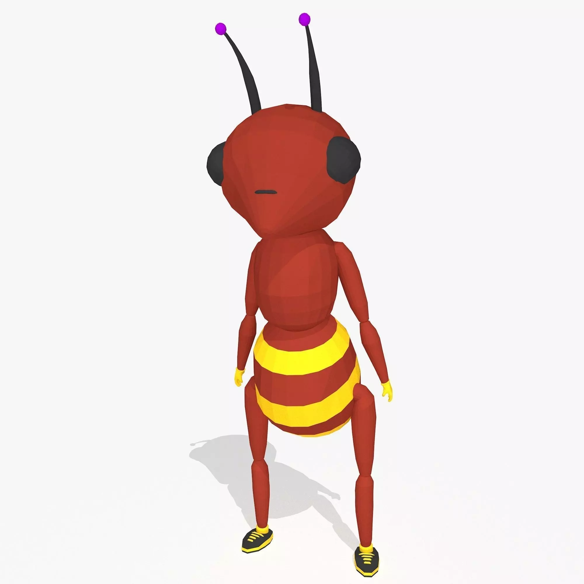 Red Cartoon Ant Low-poly 3D model_0