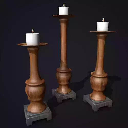 Wooden Candle Holders with Candles