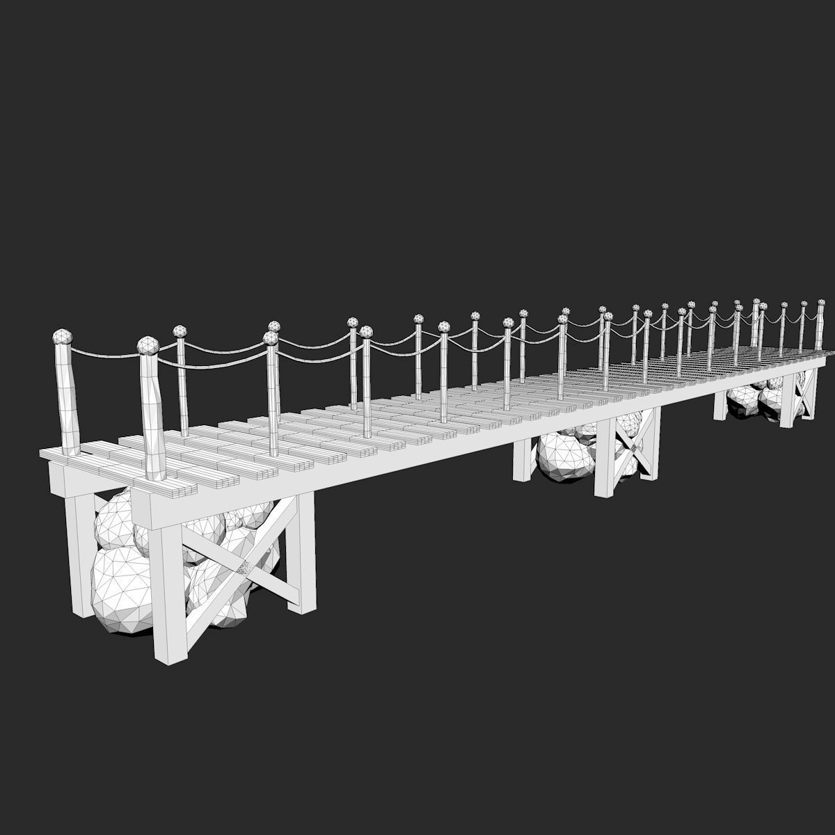 Wooden Bridge 3D model_4