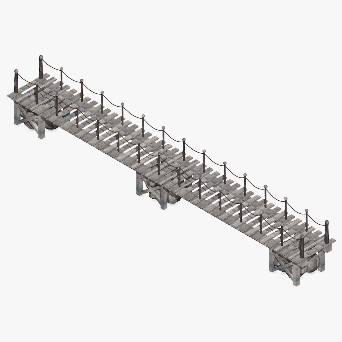 Wooden Bridge 3D model_3