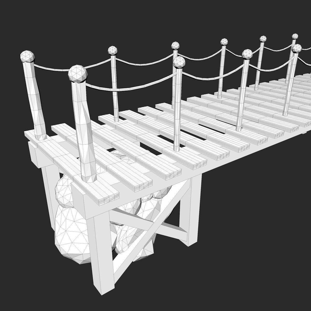 Wooden Bridge 3D model_7
