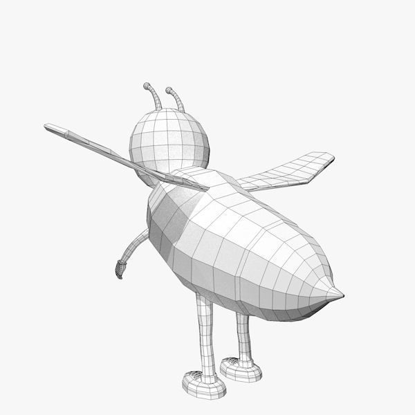 Cartoon Bee in Low Poly Style Low-poly 3D model_8