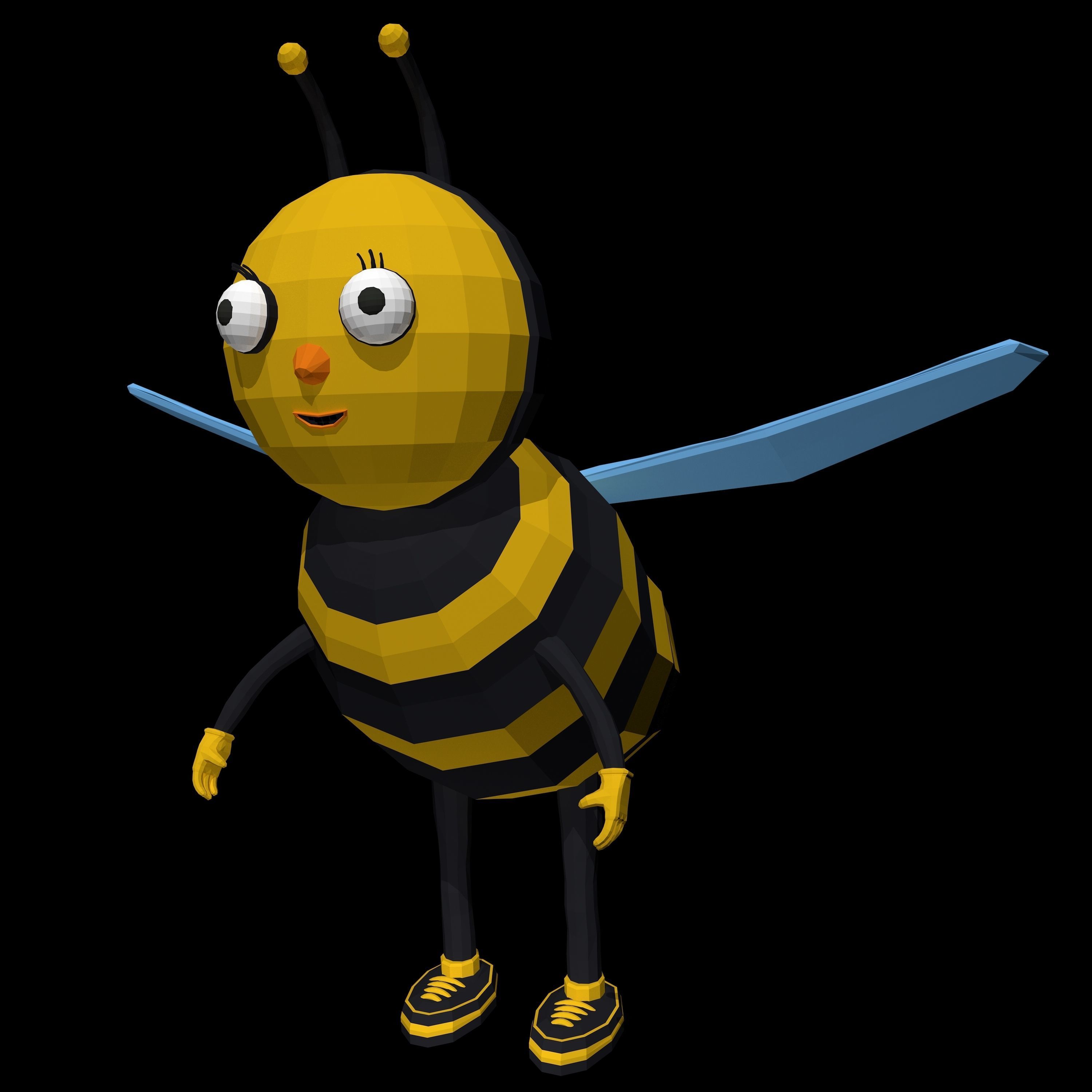 Cartoon Bee in Low Poly Style Low-poly 3D model_5
