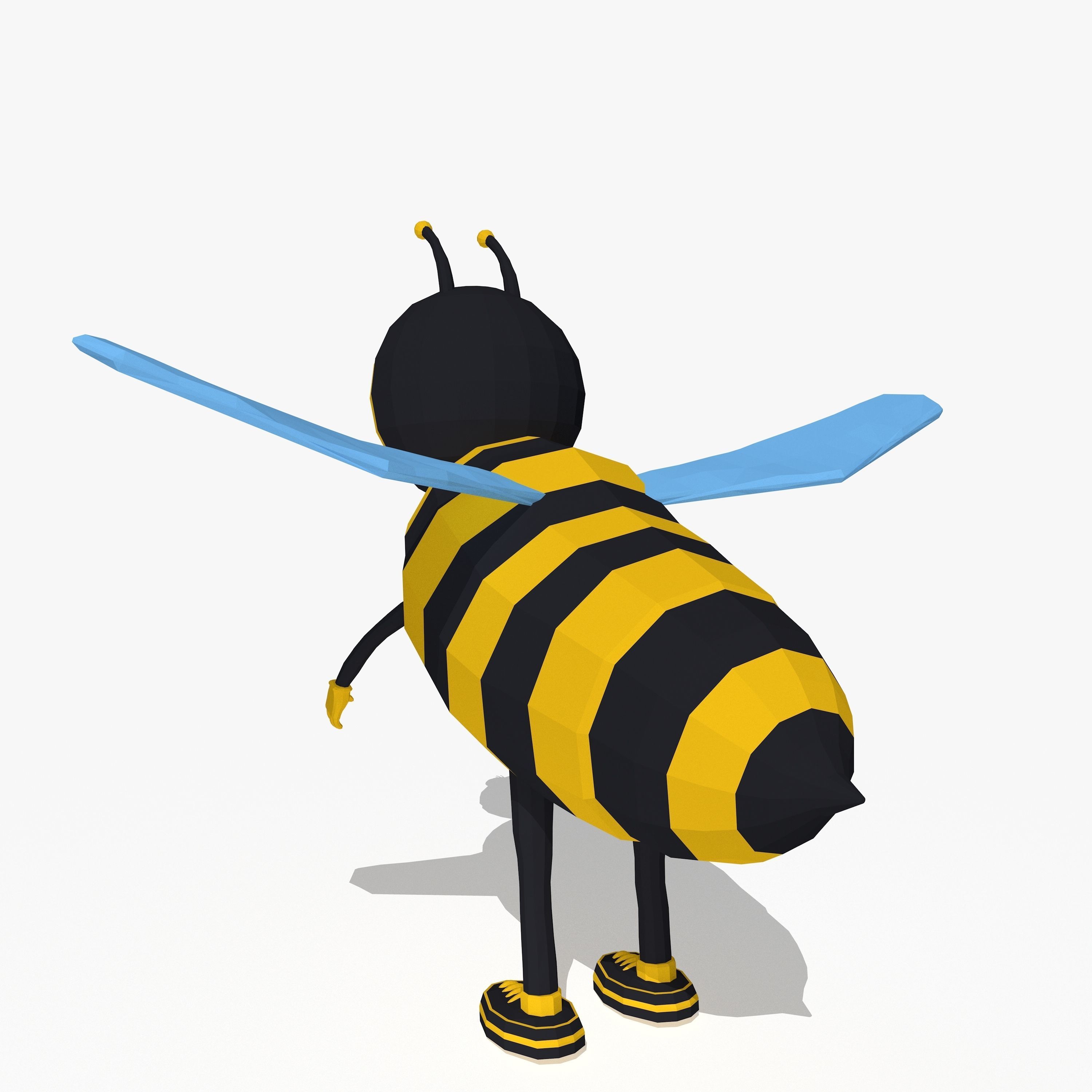 Cartoon Bee in Low Poly Style Low-poly 3D model_3