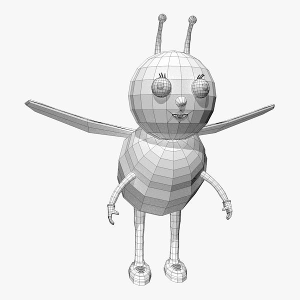 Cartoon Bee in Low Poly Style Low-poly 3D model_7