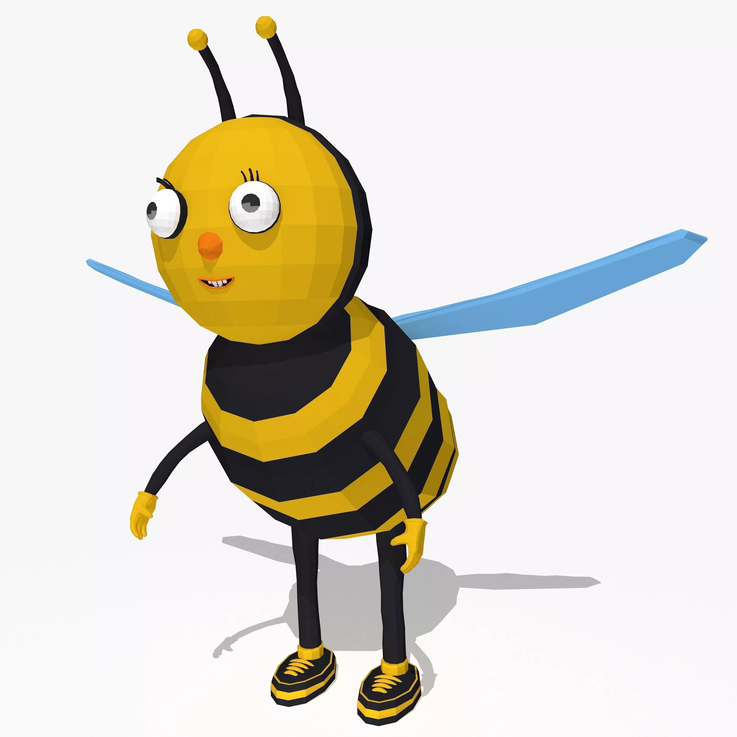 Cartoon Bee in Low Poly Style Low-poly 3D model_0