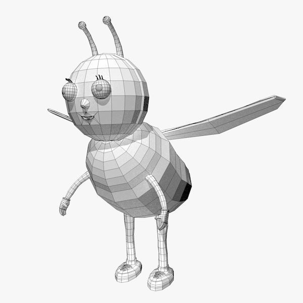 Cartoon Bee in Low Poly Style Low-poly 3D model_6