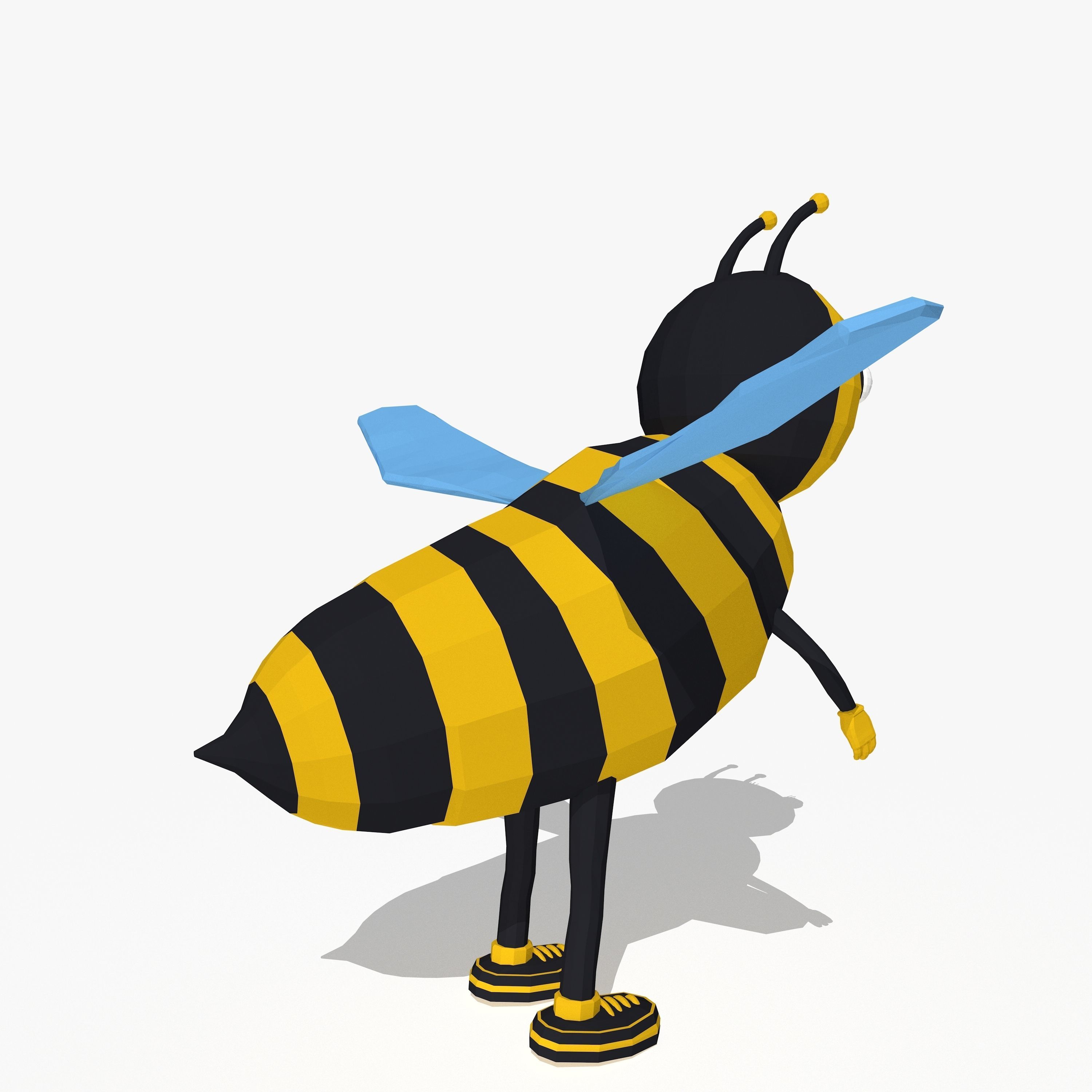 Cartoon Bee in Low Poly Style Low-poly 3D model_2