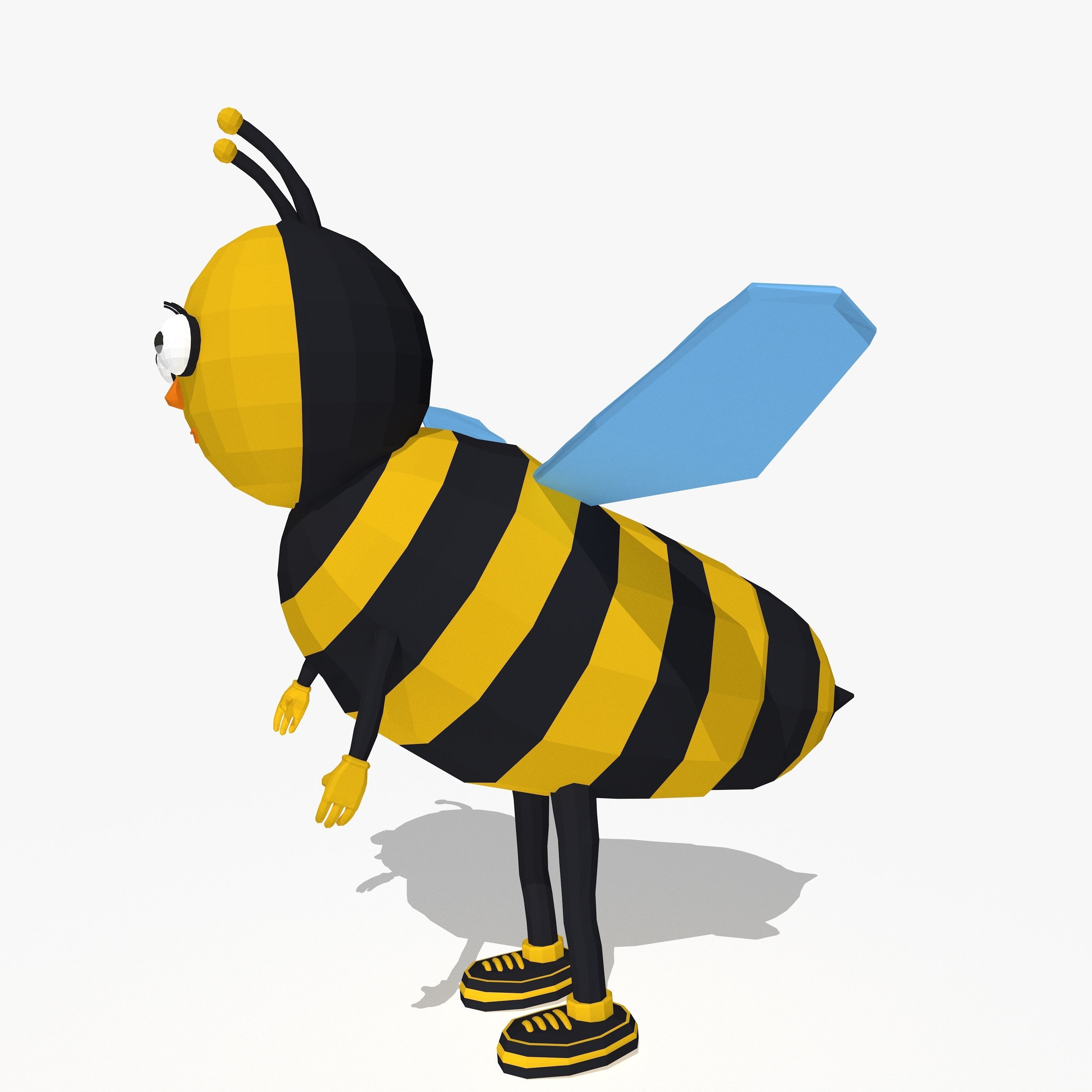 Cartoon Bee in Low Poly Style Low-poly 3D model_4