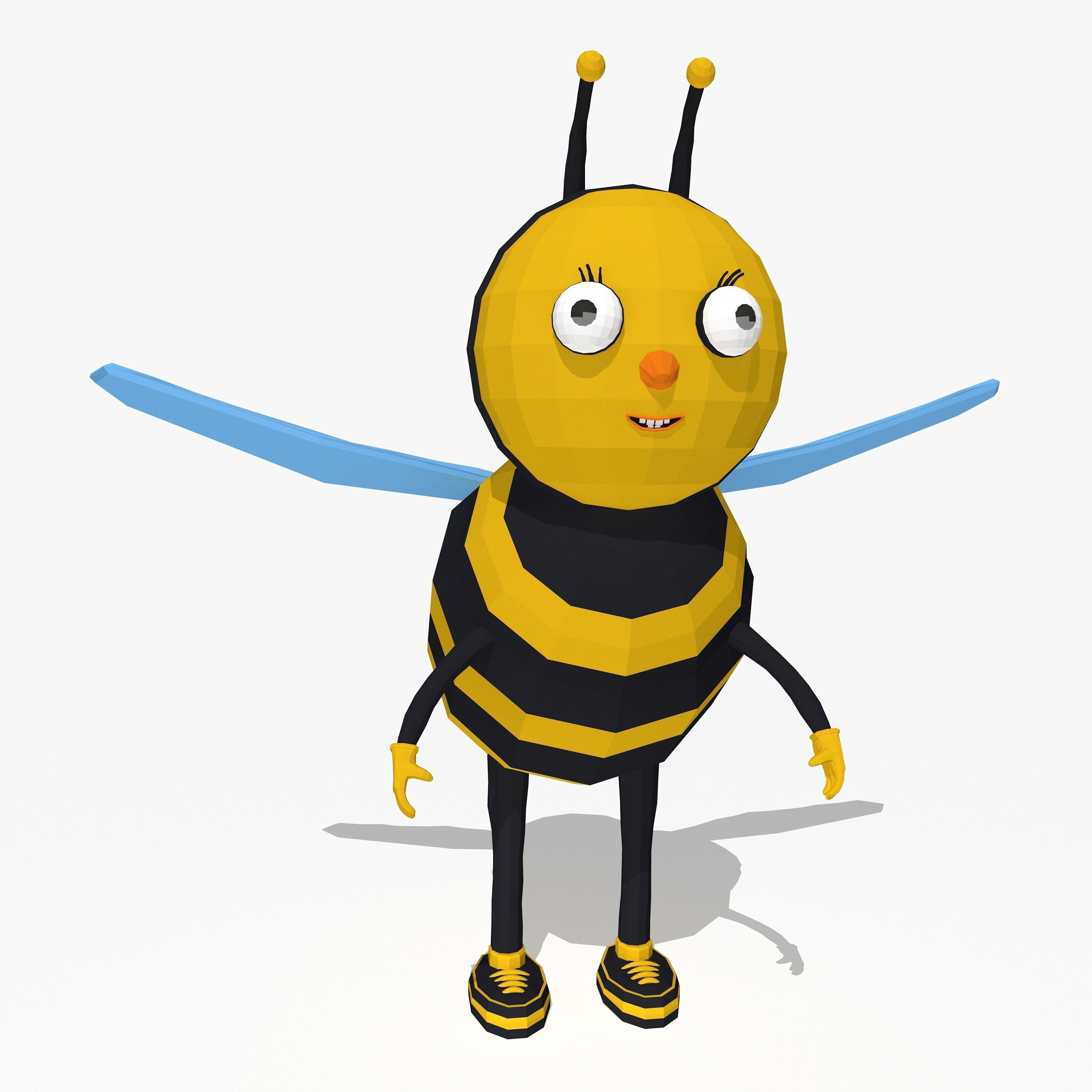 Cartoon Bee in Low Poly Style Low-poly 3D model_1