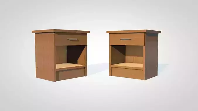 Wooden Bedside Table 3D model