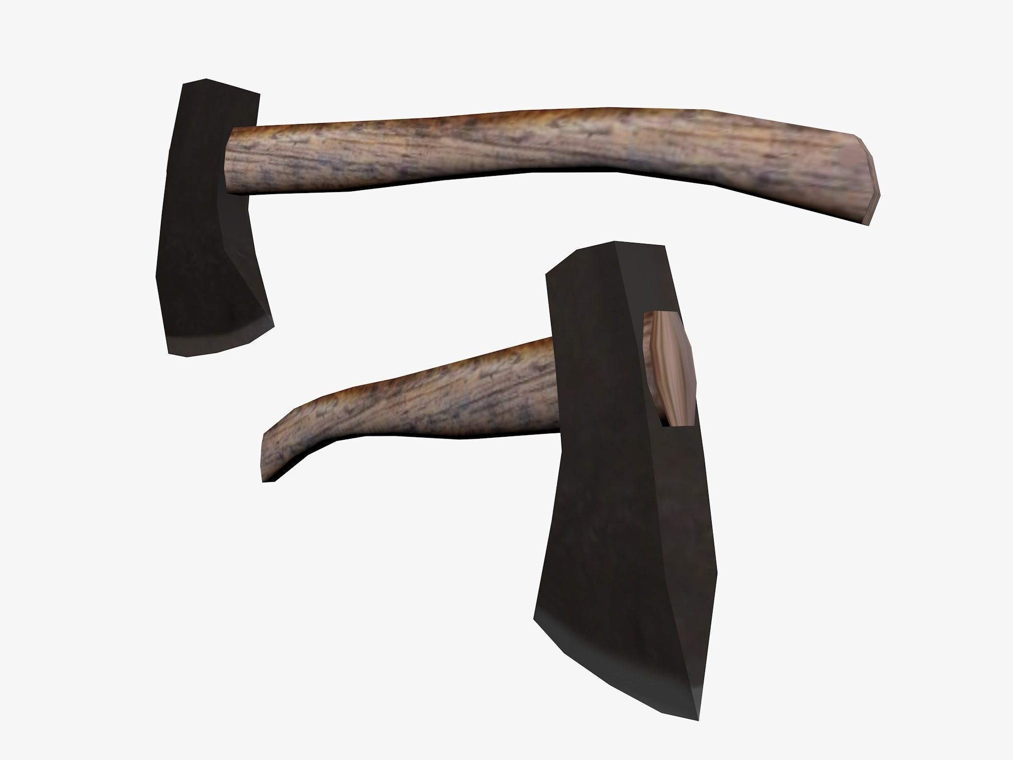 Axes low poly two Low-poly 3D model_1