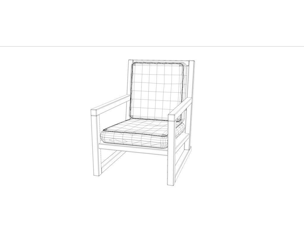 Armchair wooden chair 3D model_5