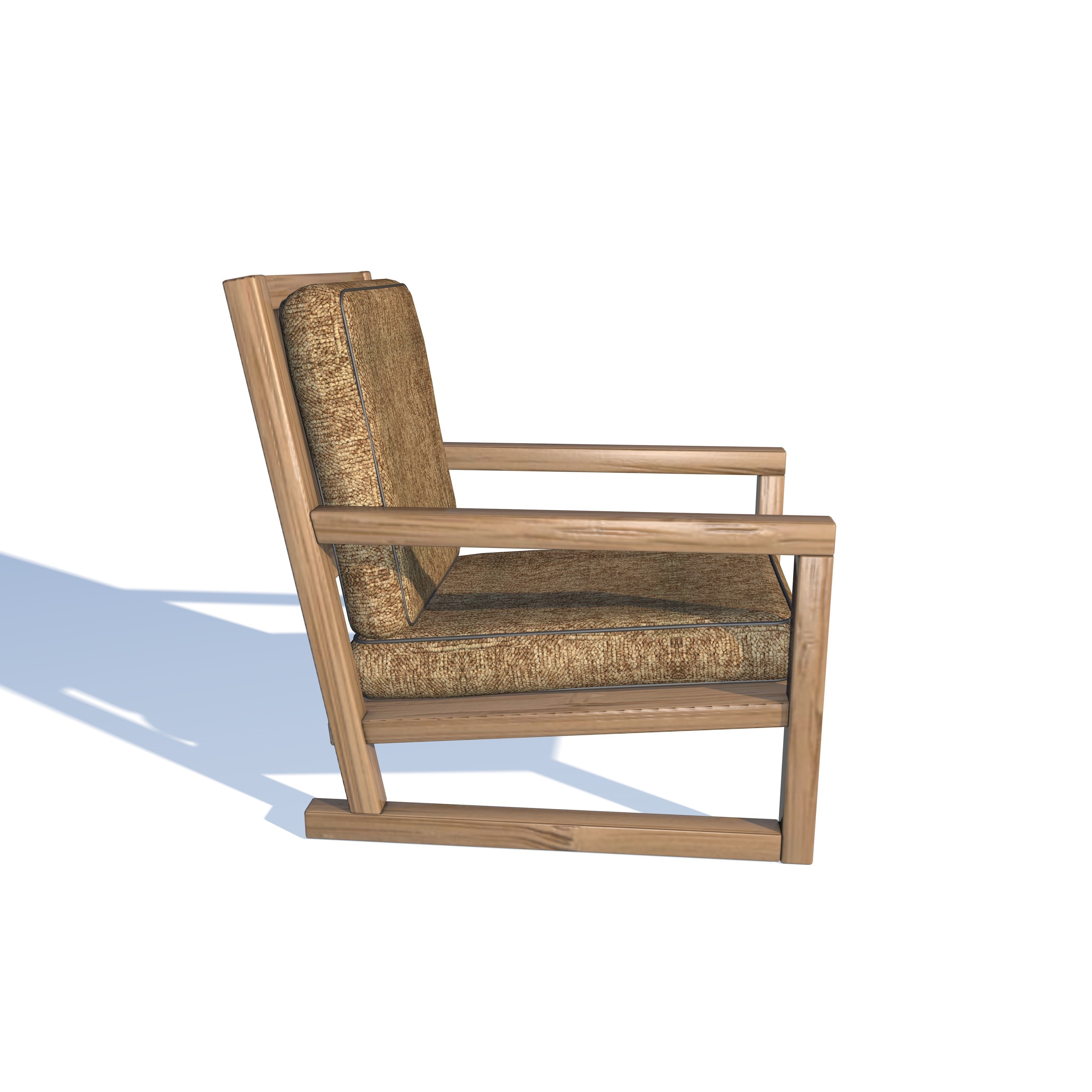 Armchair wooden chair 3D model_1