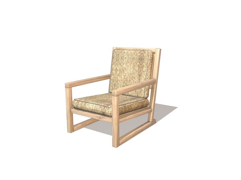 Armchair wooden chair 3D model_3