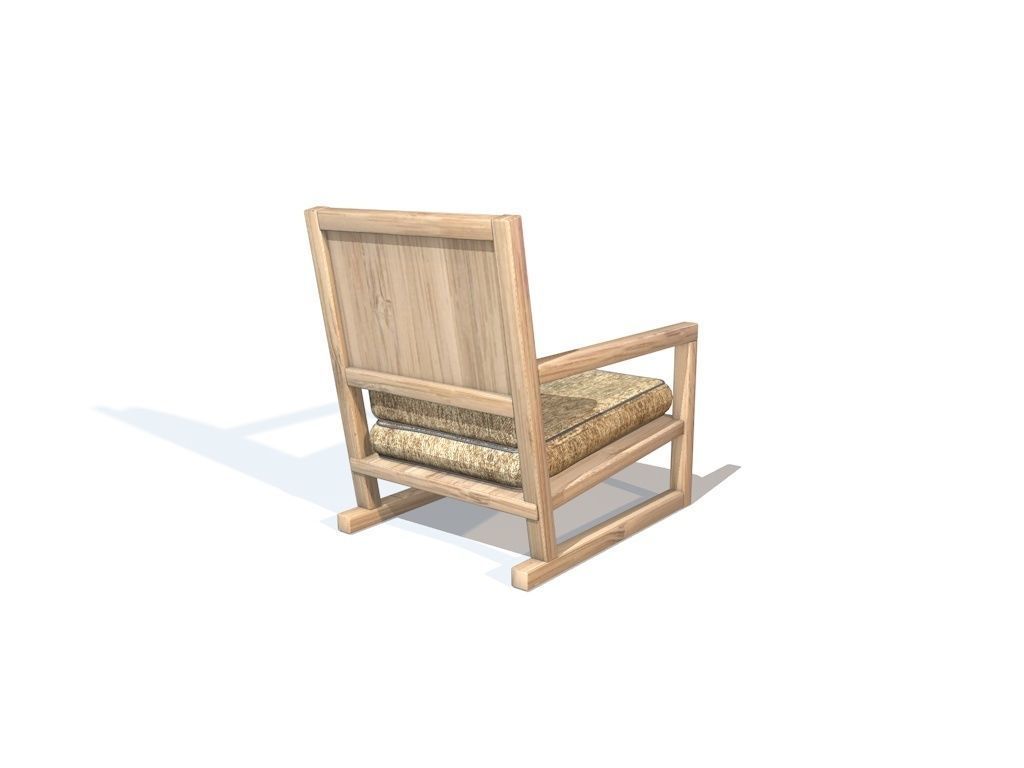 Armchair wooden chair 3D model_2