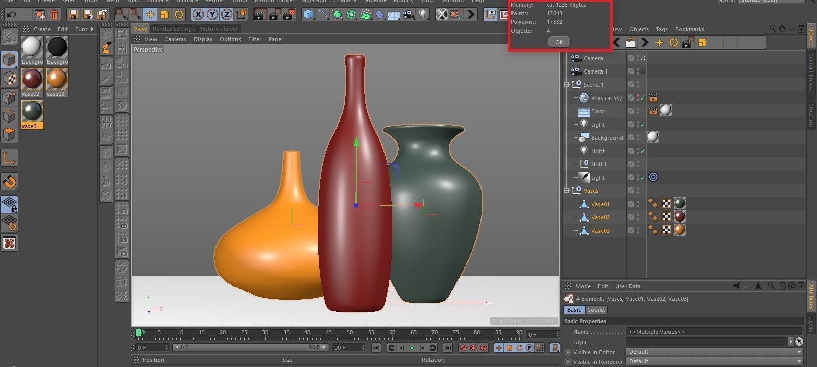 Three Vases 3D model_6