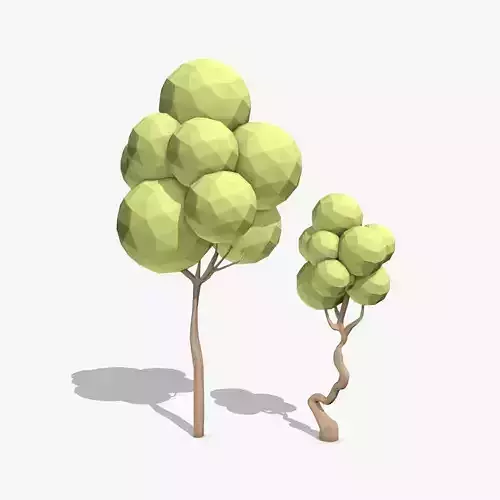 Cartoon Trees in Low Poly Style