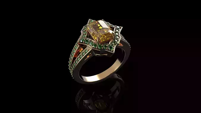 Fancy Yellow Diamond Ring in 18k White and Yellow Gold