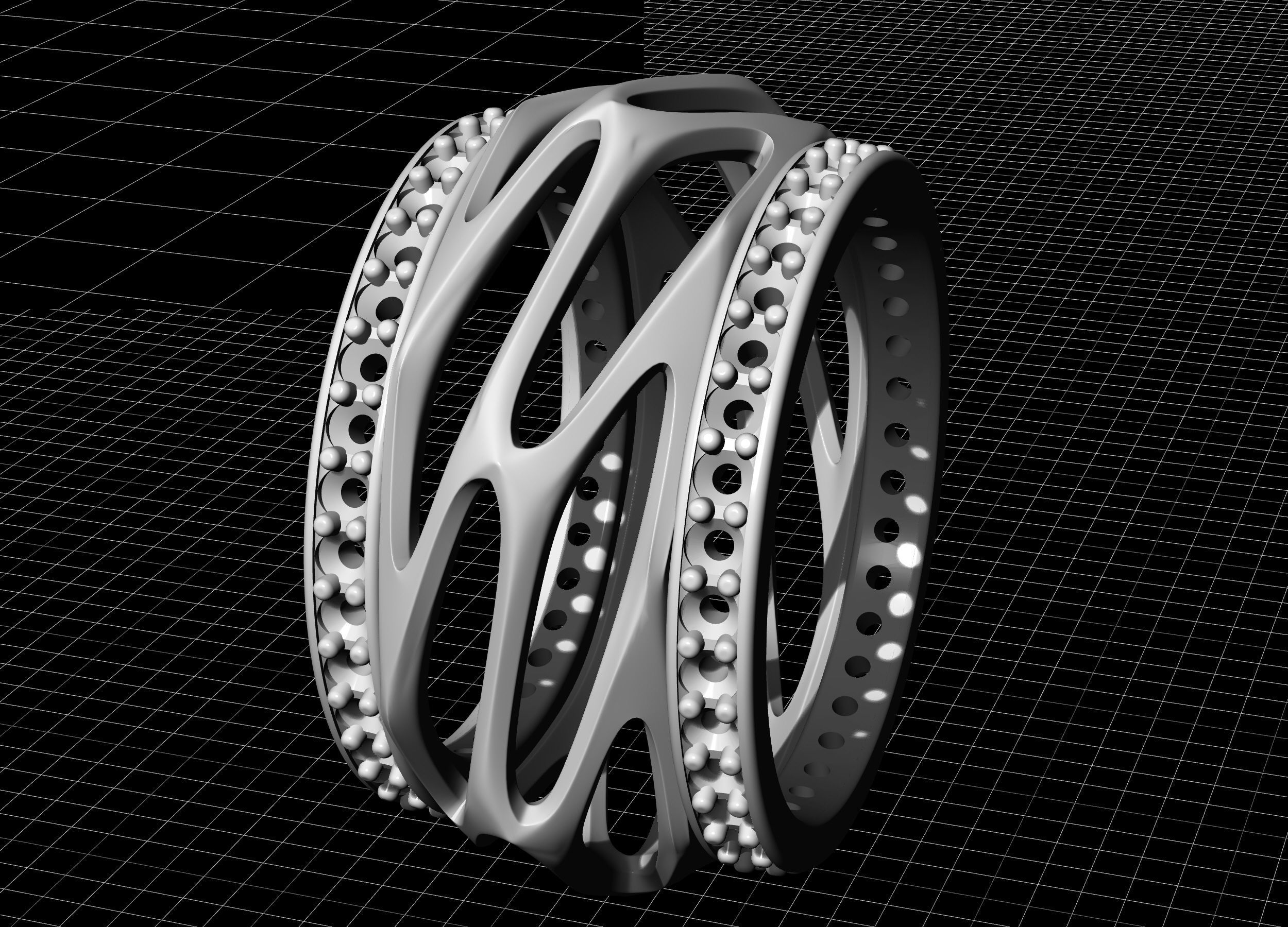 Parametric wedding Ring with diamond 3D print model_9