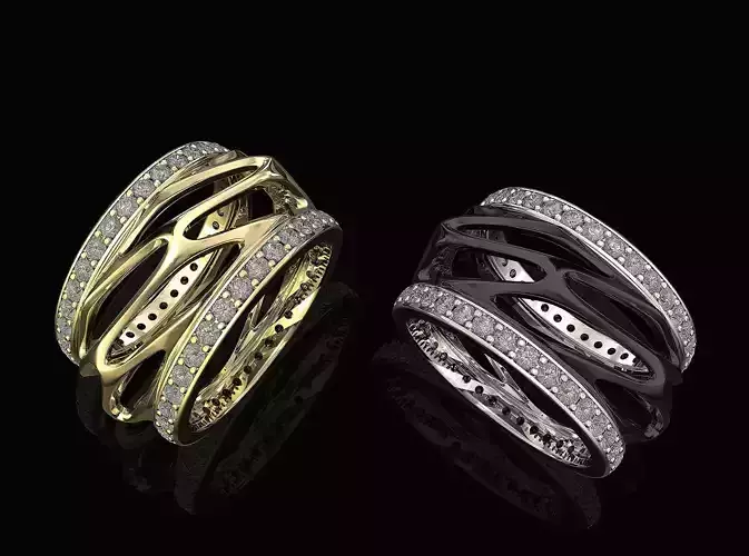 Parametric wedding Ring with diamond