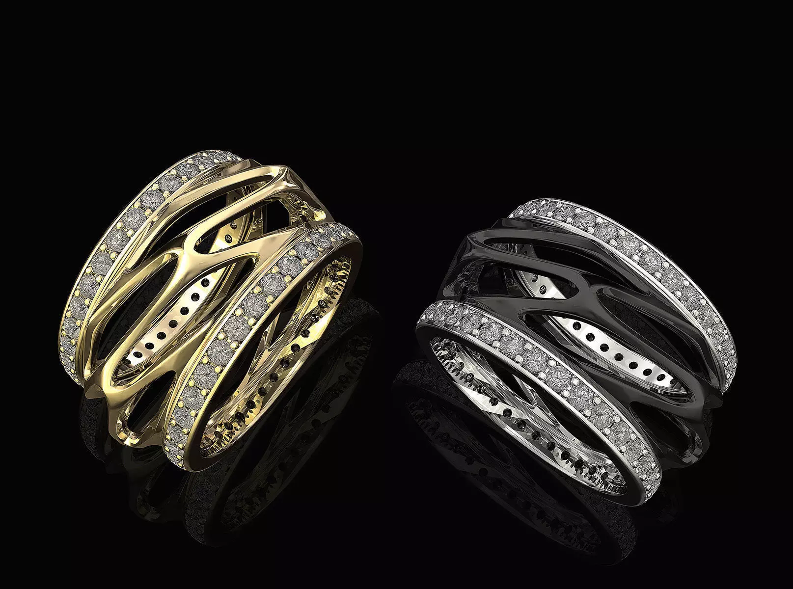 Parametric wedding Ring with diamond 3D print model_0
