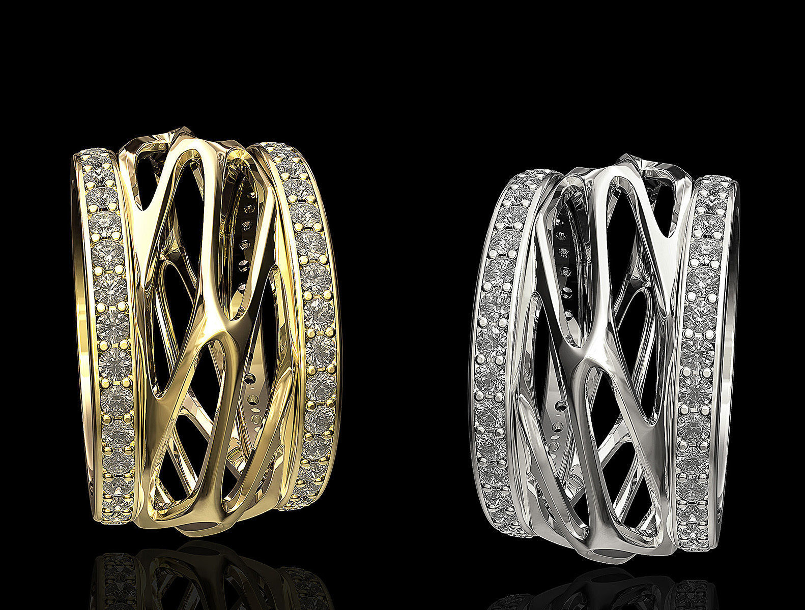 Parametric wedding Ring with diamond 3D print model_4