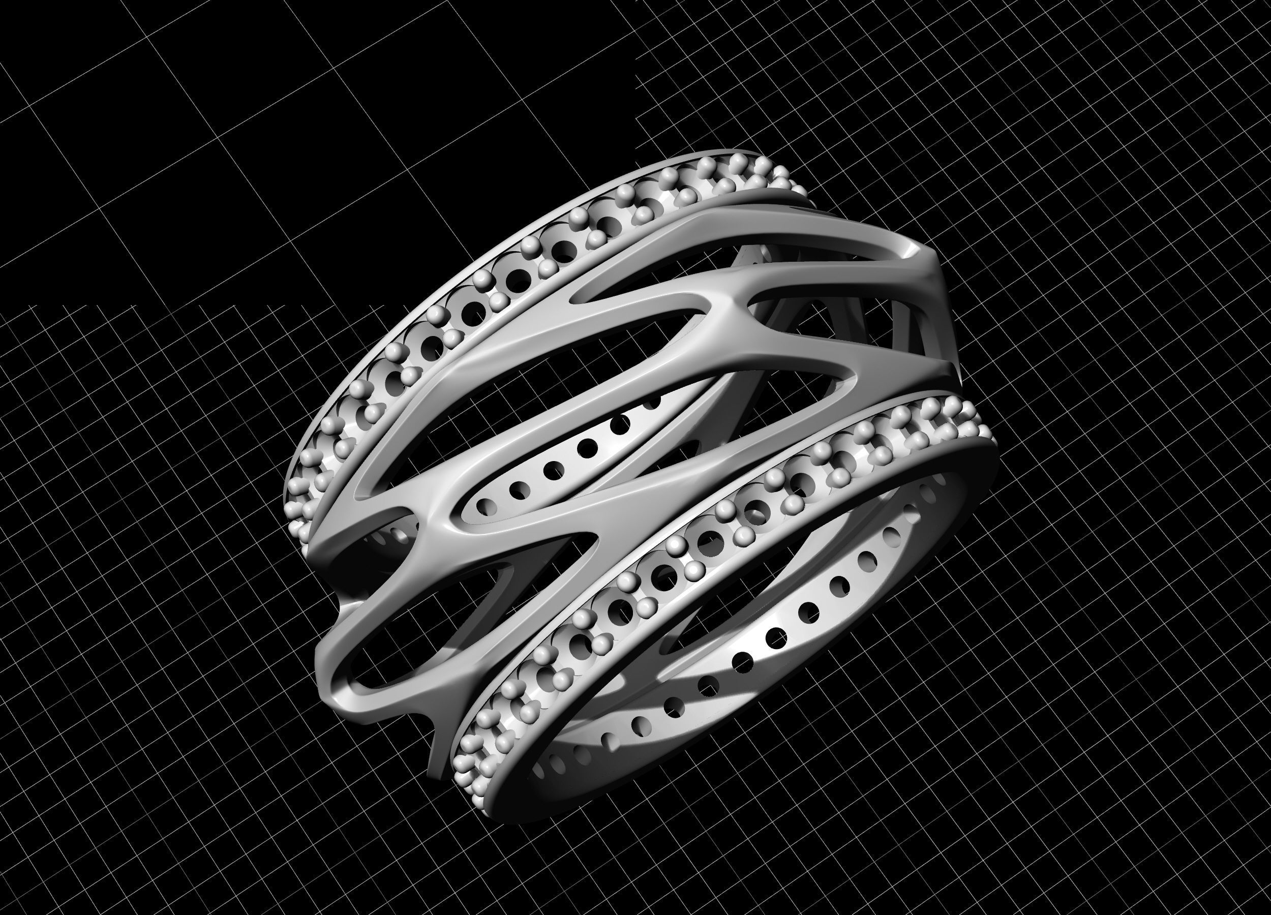 Parametric wedding Ring with diamond 3D print model_8
