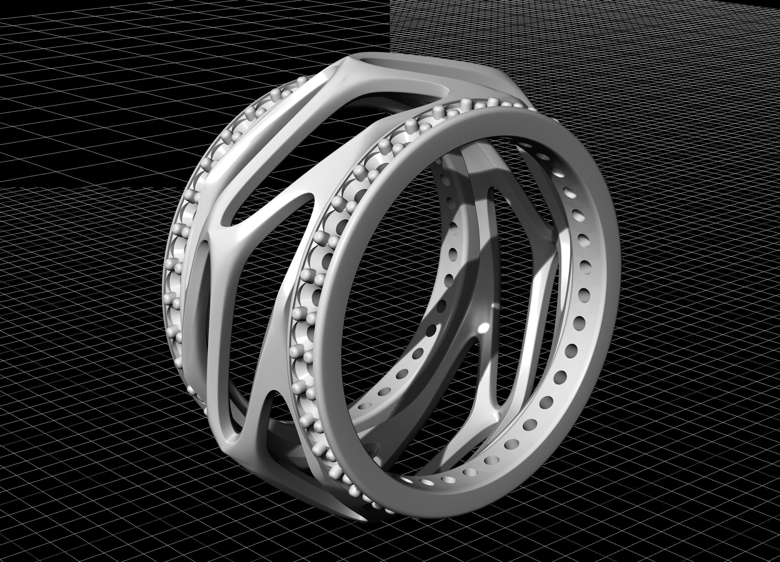 Parametric wedding Ring with diamond 3D print model_5