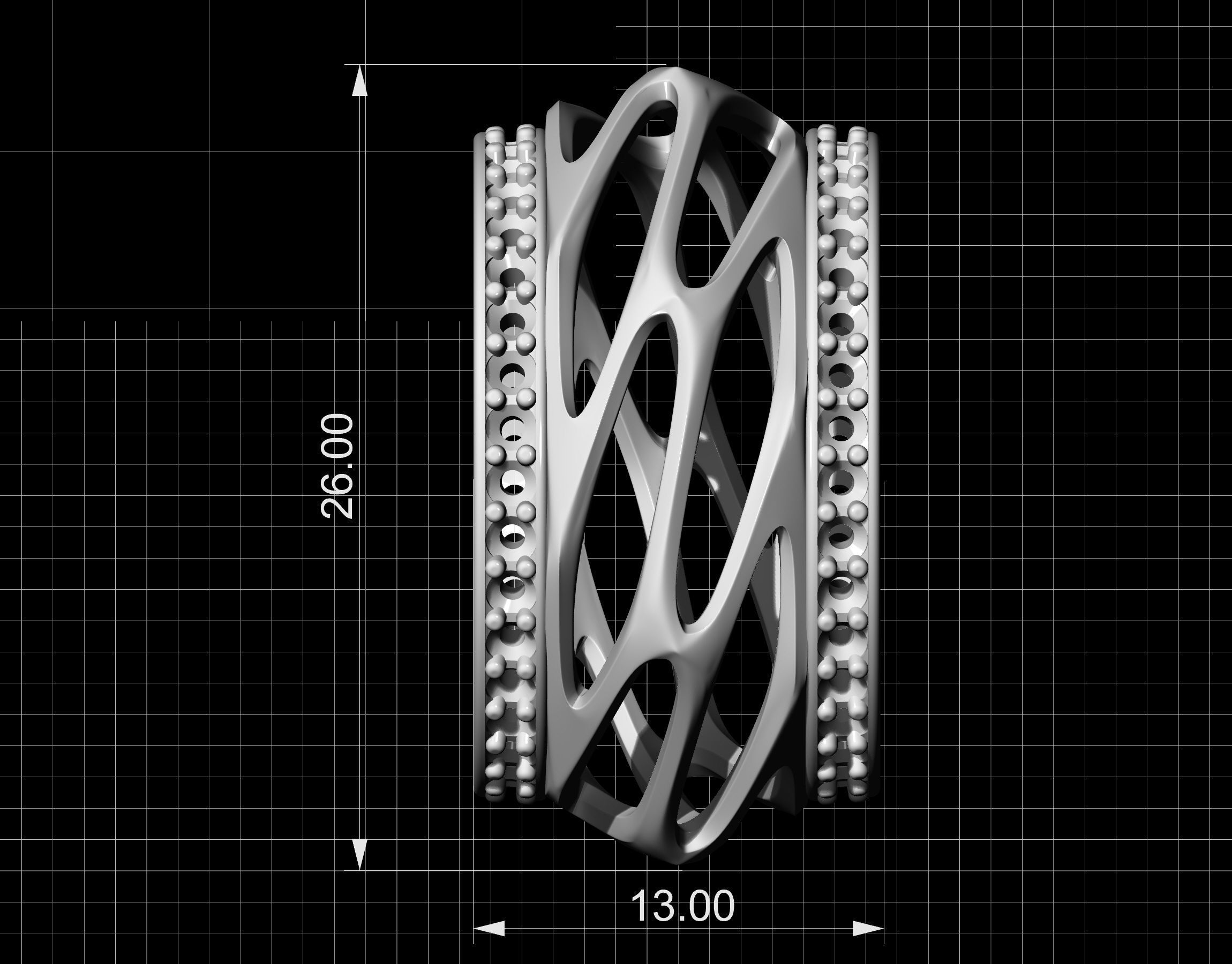 Parametric wedding Ring with diamond 3D print model_12