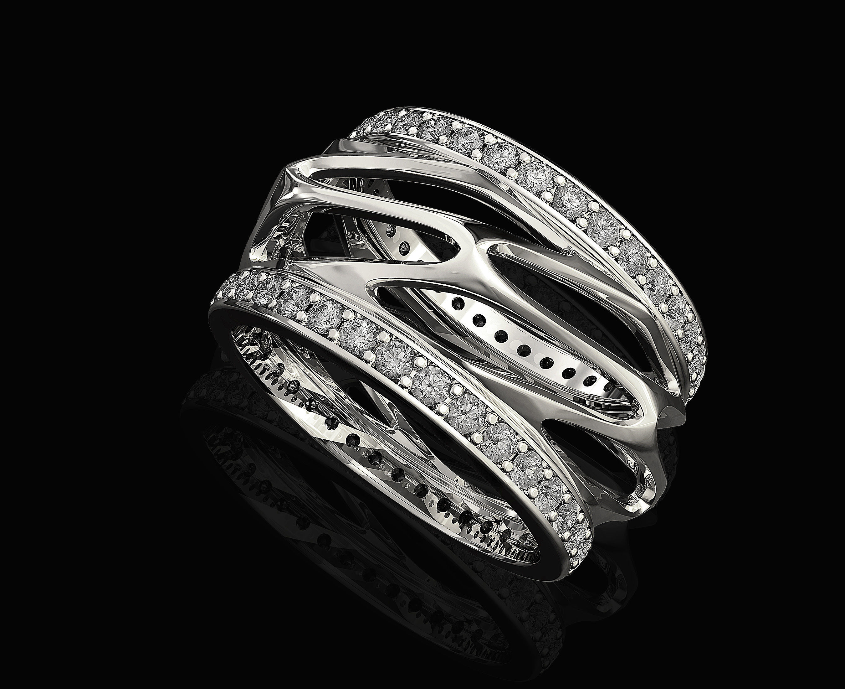 Parametric wedding Ring with diamond 3D print model_3
