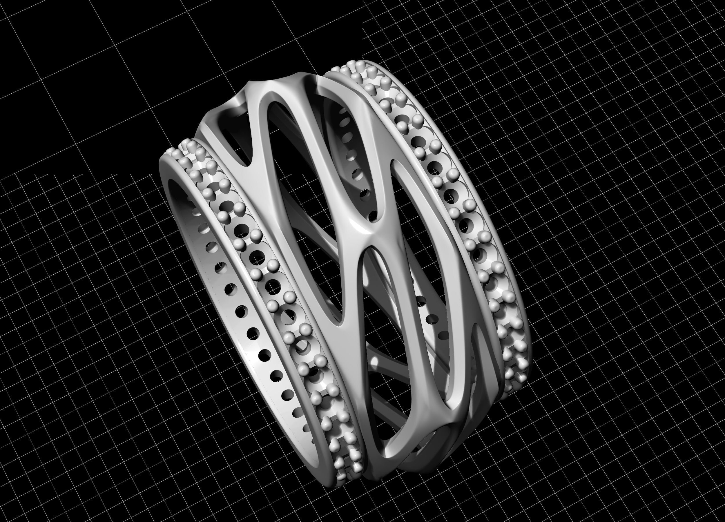Parametric wedding Ring with diamond 3D print model_6