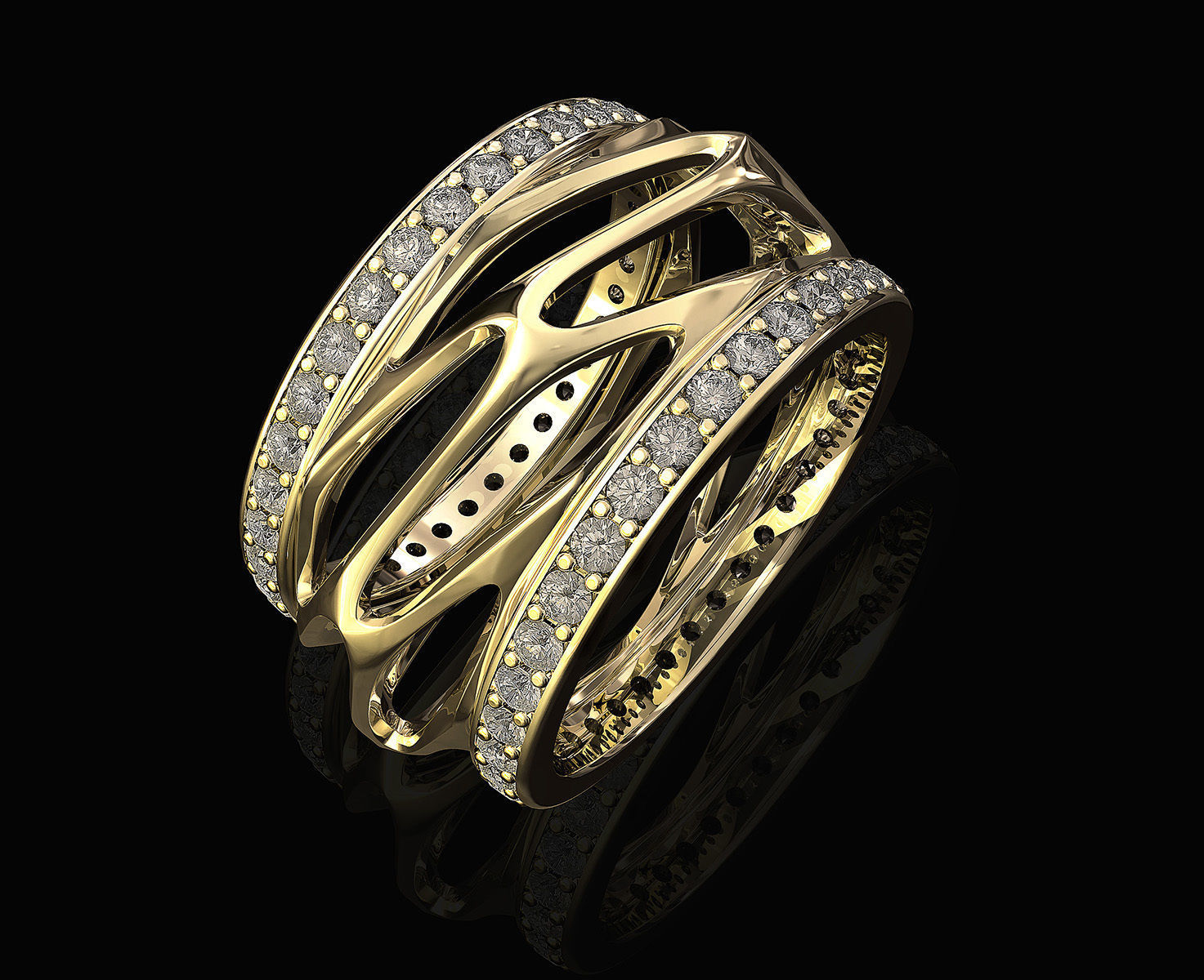 Parametric wedding Ring with diamond 3D print model_2